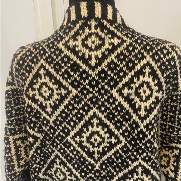 CADAGREN HANDKNITS Black & Cream Wool mix Button Down Cardigan Size Large - Picture 7 of 17